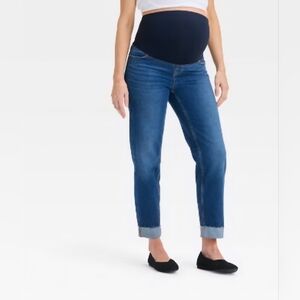 Isabel Maternity Stylish Over The Belly Blue Boyfriend Jeans SzM/L #1816